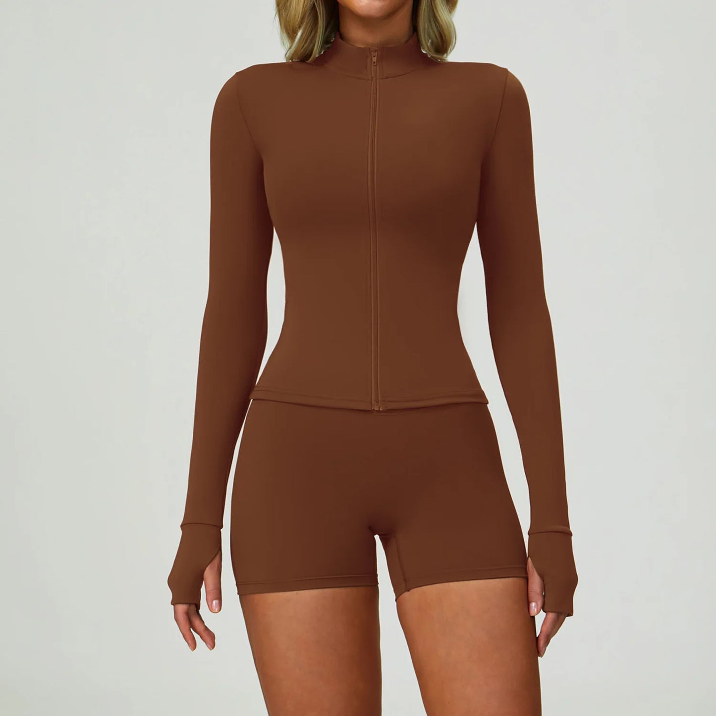 Hearuisavy 2Pcs Long-Sleeved Set Women Casual Outdoor Running Jackest Suit Yoga Clothing Quick Drying Push Up Fitness Sportswear