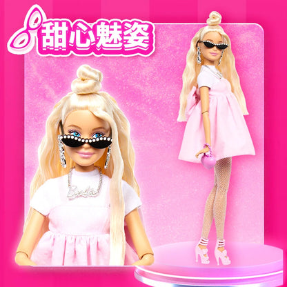 Hot High Quality Barbie Deluxe Style Dolls Pink Dress Outfit Blond Hair Knot Bow Accessories Toys For Girls Sweet Gift In Stock
