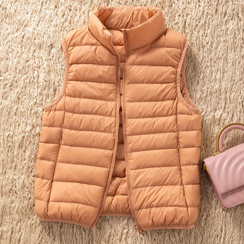 12 Farben 90% weiße Enten Daunen Frauen ärmellose Jacken 2023 Neuankömmlinge weibliche ultraleichte packbare Weste Frauen Mäntel