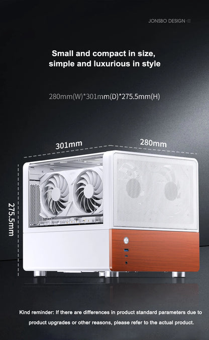 Jonsbo V12 Hyperbolic Glass PC Case MATX ITX Computer Case Seaview Room Desktop Case Mini Side Transparent Chassis 12cm Case Fan.
