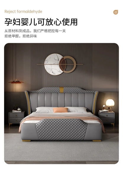 Luxuriöses Doppelbett mit Rahmen, 200 x 200 cm, King-Size-Bett, beleuchtet, 180 x 200, Queen-Size-Bett, luxuriöses, modernes, voll beleuchtetes 2-Personen-Schlafzimmer-Wohnmöbel