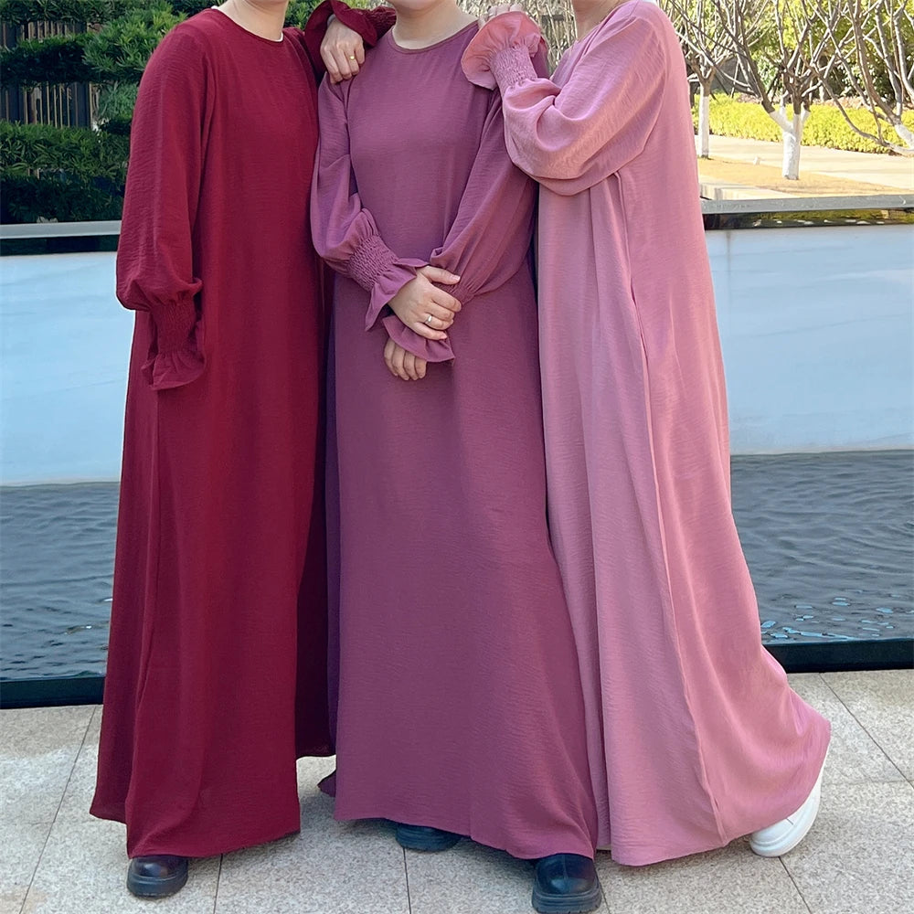 Eid Jersey Solid Modest Under Abaya Dubai 2024 Palestine Women Islamic Clothing Muslim Kaftan Inner Dresses Robe Femme Musulmane.