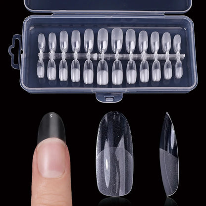 Fake Nail Press on Tips for Nails Extension Full False Acrylic Finger Short Artificial American Capsules Long Soft Gel Almond.