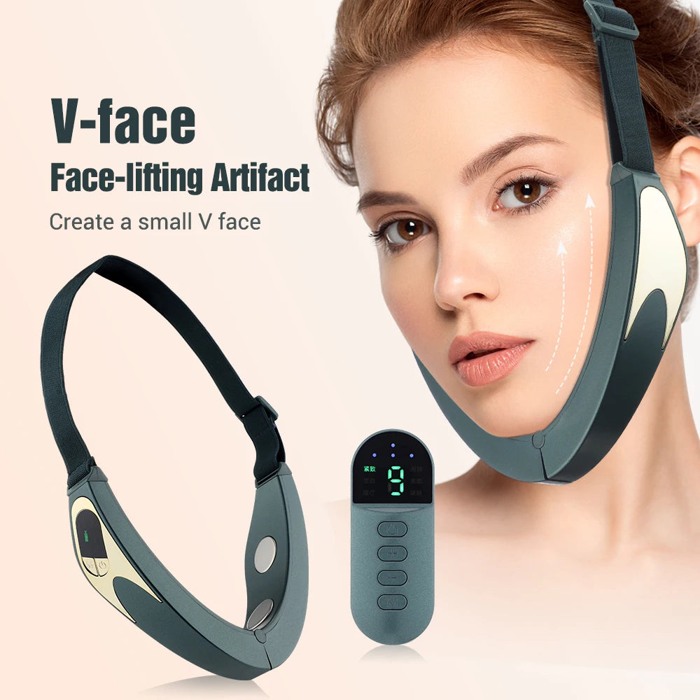 Electric V-face Lifting Massager 6 Mode 9 Levels EMS Micro-current Firming Facial Massager Beauty and Face Thinning Instrument.