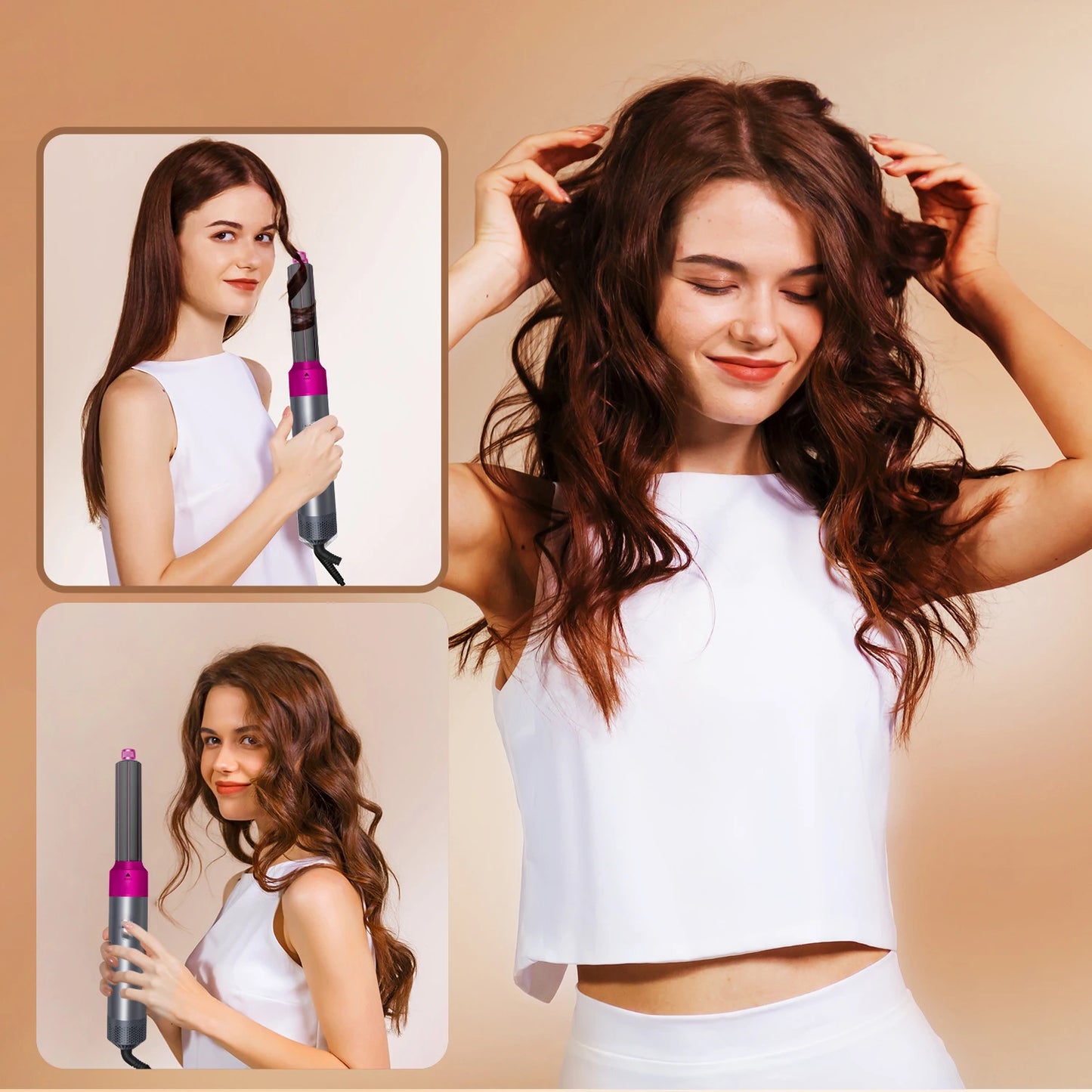 Professional 5-in-1 Hair Dryer Electric Hair Brush For Dyson Airwrap Automatic Hair Curler Straightener Hot Air Comb Home Use.