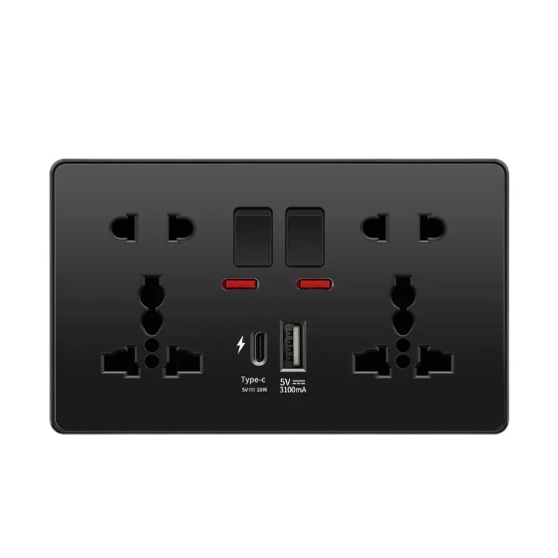 18 W Typ-C-Stecker, Schnellladung, UK 13 A USB-Wandsteckdose, Steckdose mit 3,1 A USB C, universelles Dual-5-Pin-Steckdosenpanel
