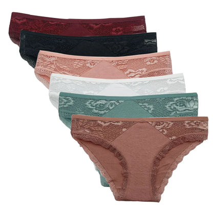 5 Pcs/Set Women Cotton Panties Sexy Lace Lingerie Low Waist Underwear Girls Briefs M-XL Underpant.