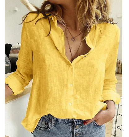 Women Casual Long Sleeve Cotton Linen Loose Shirt Elegant Solid Harajuku Lapel Blouse Vintage Oversize Tops Y2K Streetwear Tunic.