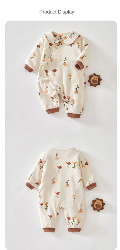 Neugeborene Schmetterlings kleidung Kletter kleidung verdickt Doppels chicht warme Baumwolle bedruckte Mönchs kleidung Herbst und Winter.