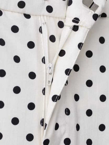 TRAFZA Herbst Polka Dot Gedruckt Jacke Für Frauen Lange Ärmel Rollkragen Zipper Mit Taschen Kordelzug Lose Vintage Mäntel