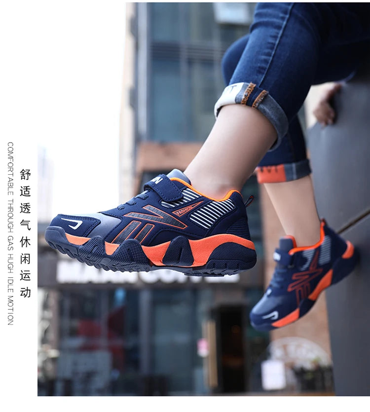 Four Seasons Leather Kids Shoes Non Slip Outdoor Children Walking Sneakers Casual Boys Sport Tennis Size 28-39.