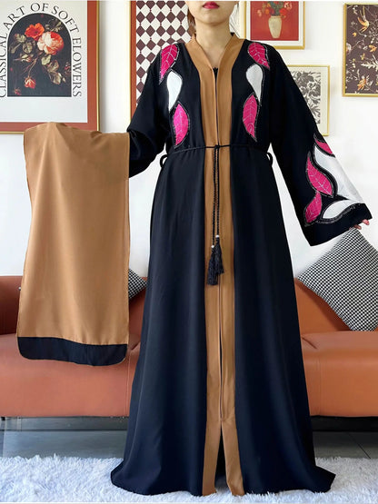 High Grade Fabric Women Party Dress Chiffon Open Abaya Muslim Women Dress Islamic Clothing Cardigan Abaya Women Muslim Dress.