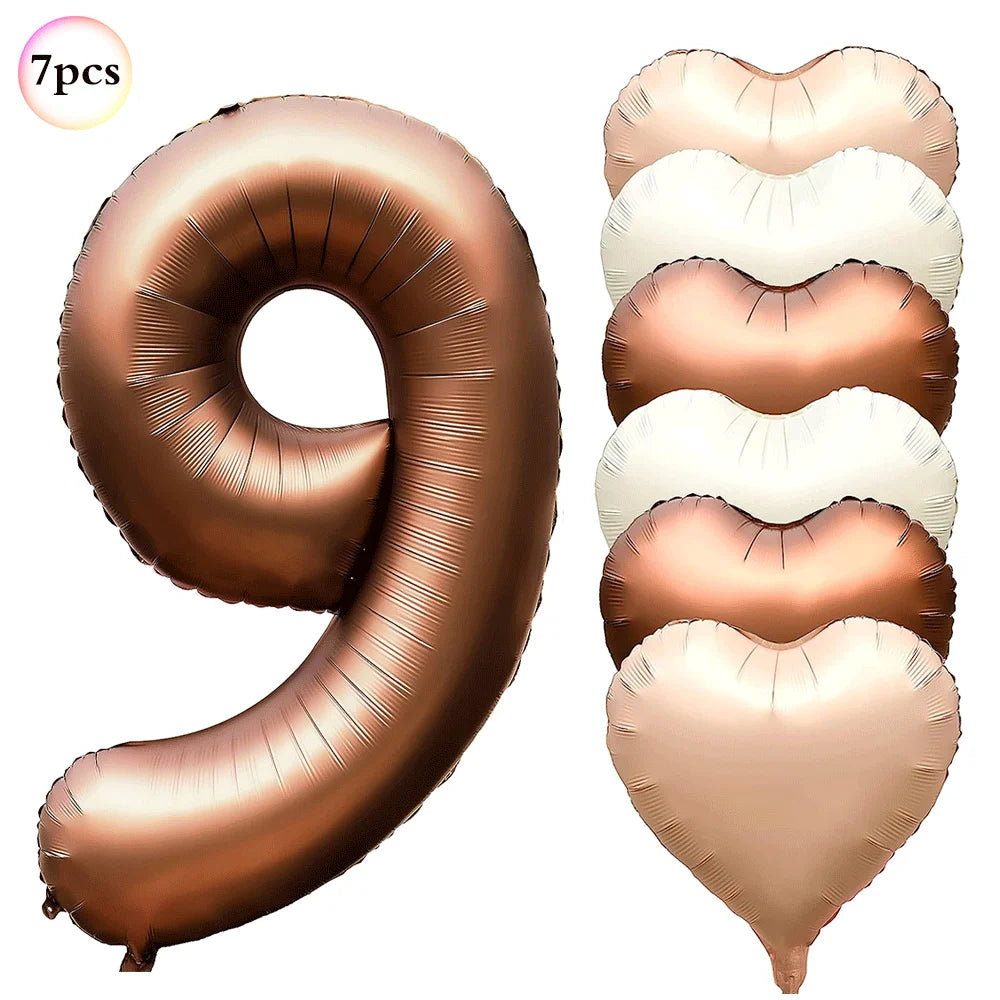 40in Cream Big Number Balloon 18in Three Color Love Foil Helium Balloons Aldult Birthday Set Boys Girls 1st Birthday Decorations