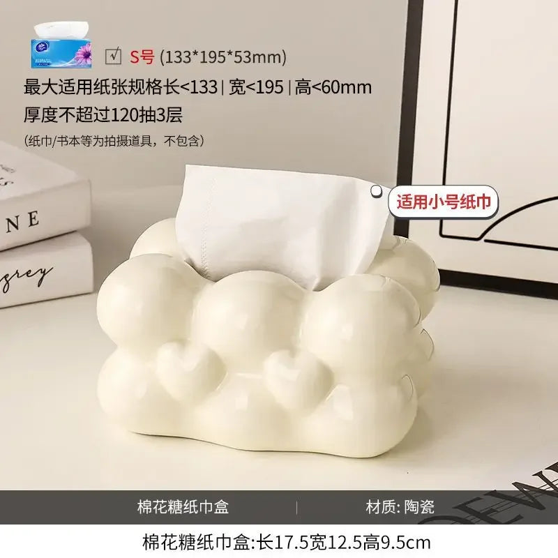 Geometry Tissue Box Cover Decorative Facial Tissue Holder Case Container for Bedroom Tissue Box Covers Rectangular Ceramic