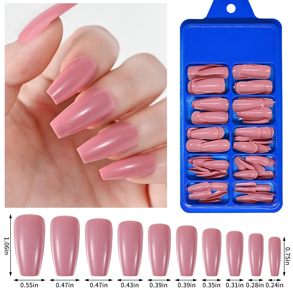 Diamond White Tips For Nails Extension 100pcs Long Fake Ballerina Gel Nail Art Nude White Pink Press On Nails Long Coffin 0.75in.
