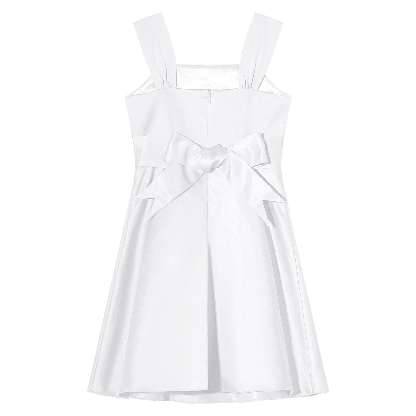 Mädchen Sommer ärmelloses Prinzessinnenkleid Elegantes Satin Hochzeit Brautjungfer Partykleid Große Schleife A-Linie Tutu für Geburtstagsabend