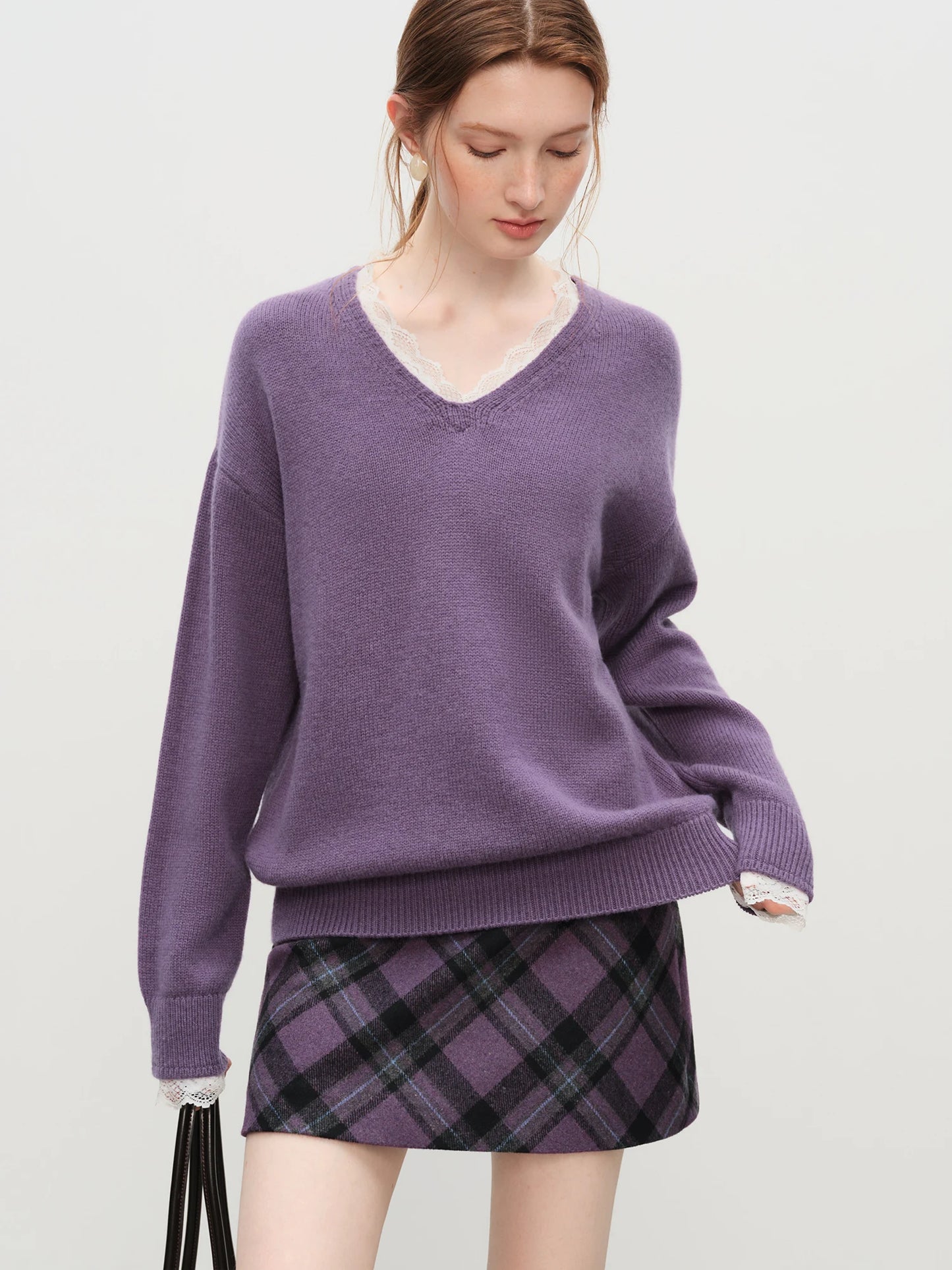 FSLE Autumn Party Skirt High Waist Retro Plaid Knit WoolShort Skirt For Women 2025 Fall Winter New Arrival Y2K Mini A-line Skirt.