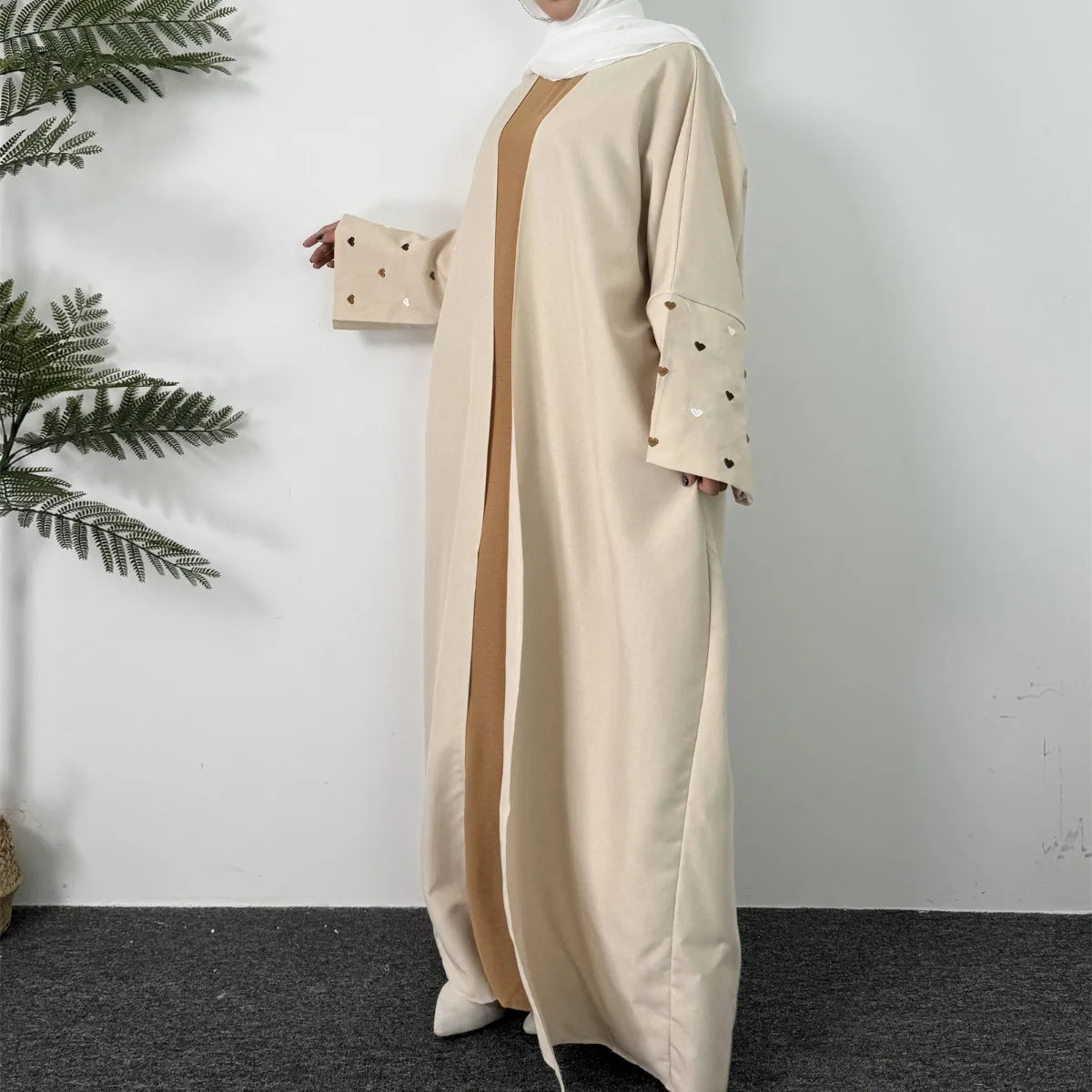 Open Front Abaya Long Sleeve Maxi Length Dress Womens Clothing Muslim Cardigan Abayas Embroidery Out Kaftans Women Jilbabs.