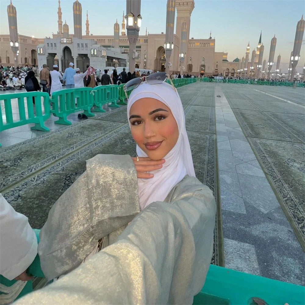 Ramadan Shiny Satin Open Kimono Abaya Dubai Luxury 2025 Muslim Kaftan Dress Abayas For Women Islam Clothing Robe Femme Musulmane