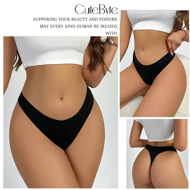 3Pcs/Set Seamless Thong Cotton Women Thin Strap Low Waist High Flexibility Panty Sexy Underwear Ladies Briefs T-back Soft Women.
