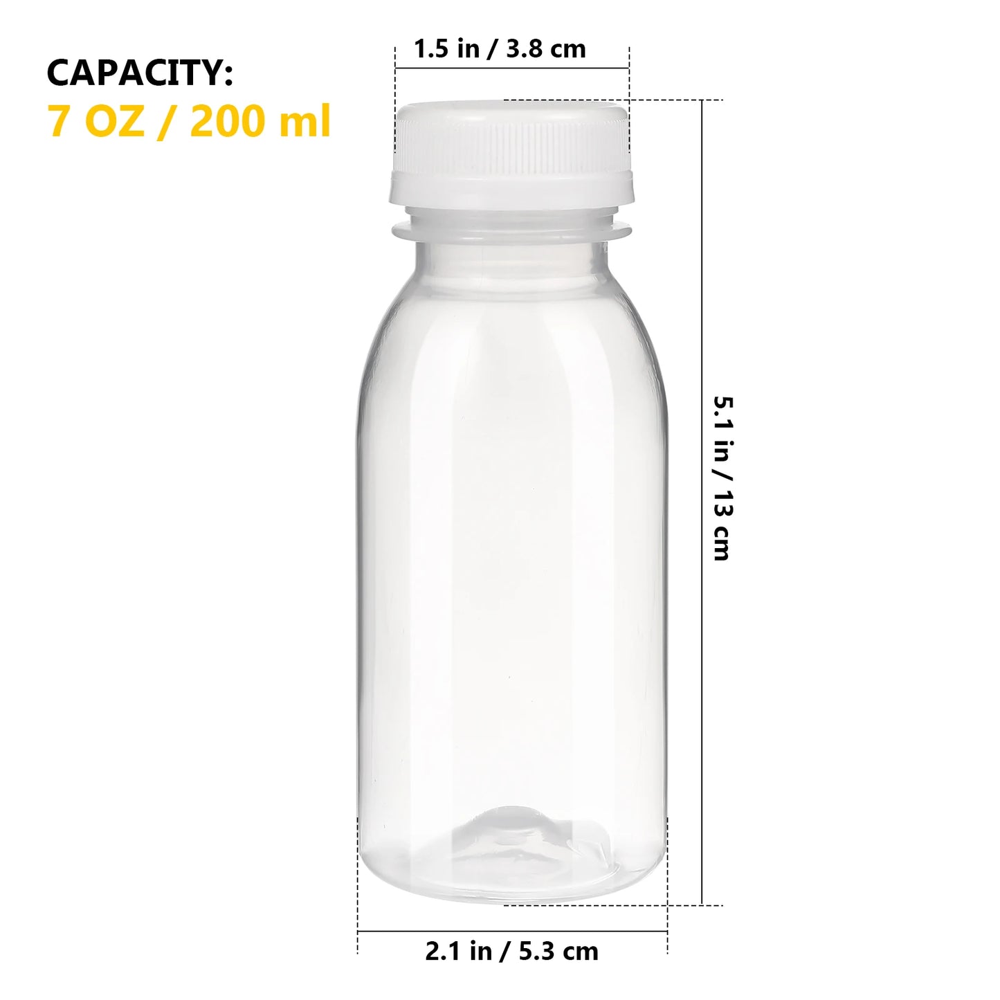 10pcs 200/250/300/350ml Plastic Juice Bottle Transparent Water Bottle PET Milk Beverage Bottle With Lid Camping Hiking Drinkware.
