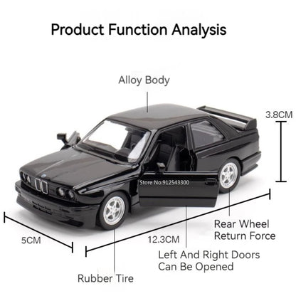 1/36 BMW M3 1987 Alloy Toys Car Model Metal Diecasts Toy Vehicles Authentic Exquisite Interior Pull Back 2 Door Opened Kids Gift.