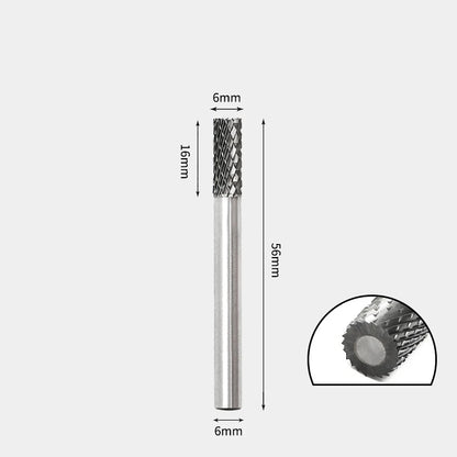 Hartmetallfräser, Wolframstahl-Schleifkopf, zylindrisch 6 mm, AE AX AX Metallfräser