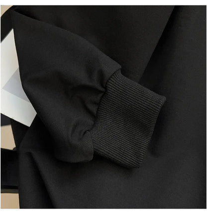 175kg plus size Damen büste Frühling Herbst loses Sweatshirt bedrucktes Buchstaben oberteil schwarz weiß 6xl 7xl 8xl 9xl 10xl 11xl