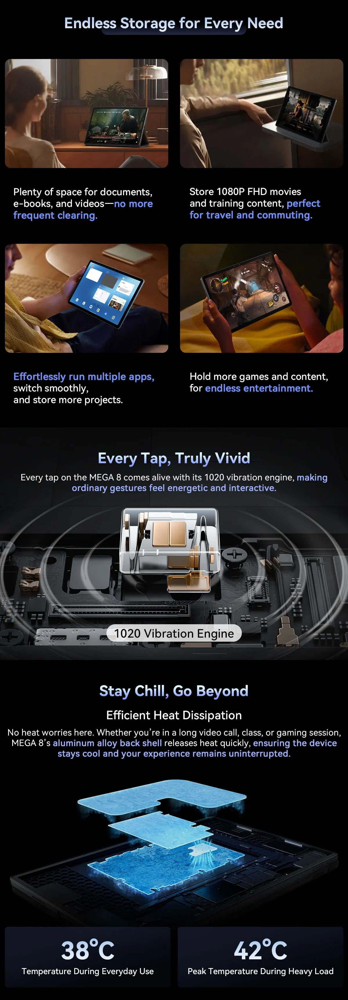 Blackview MEGA 8 Tablet 13‘’ 2K FHD Display, Octa Core T620 Android 15, 12GB RAM, 512GB ROM, 50MP + 13MP Camera, 11000 mAh