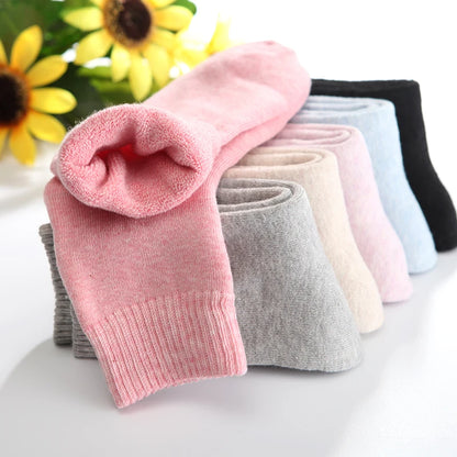 1 Pairs Winter Warm Wool Women Socks  Thicken Plush Solid Color Christmas Against Cold Snow Soft Therma Sleep Sock.