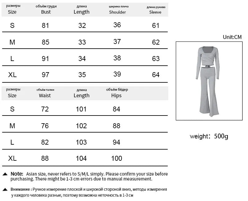 Spring New Women's T-shirt Pants 2 Piece Set Streetwear Fashion Long Sleeves Lace-up Tees Casual Trousers Elegant Slim Clothing.