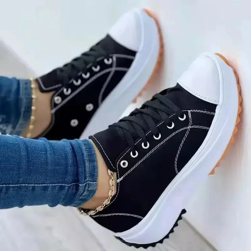 Shoes for Women Classic White Canvas Sneakers Fashion Platform Women Casual shoes High Quality Lace-Up Feamle Tennis Shoes 35-43.