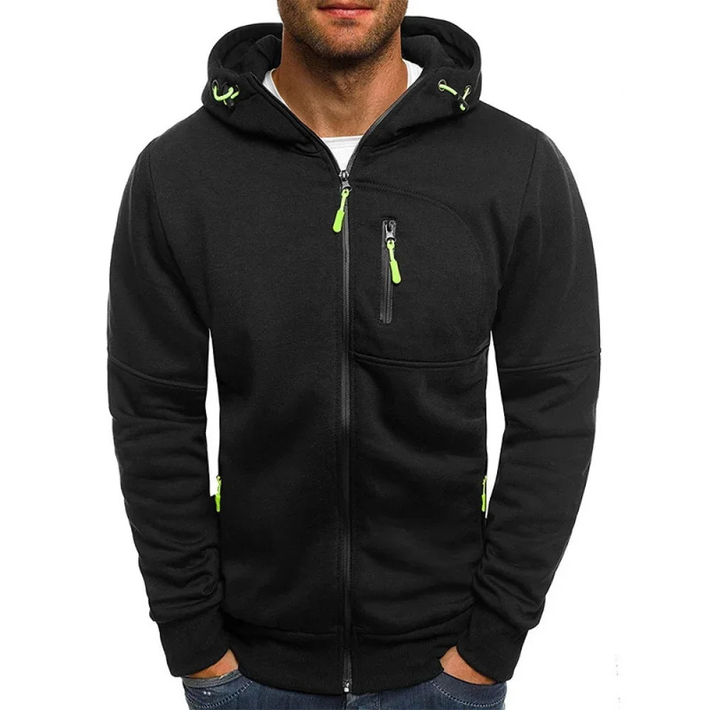 Men's Hoodies Long Sleeve Sweatshirt Zipper Design Hooded Sweatshirt for Men Clothing Sportswear Slim Fit Casual Jacket.