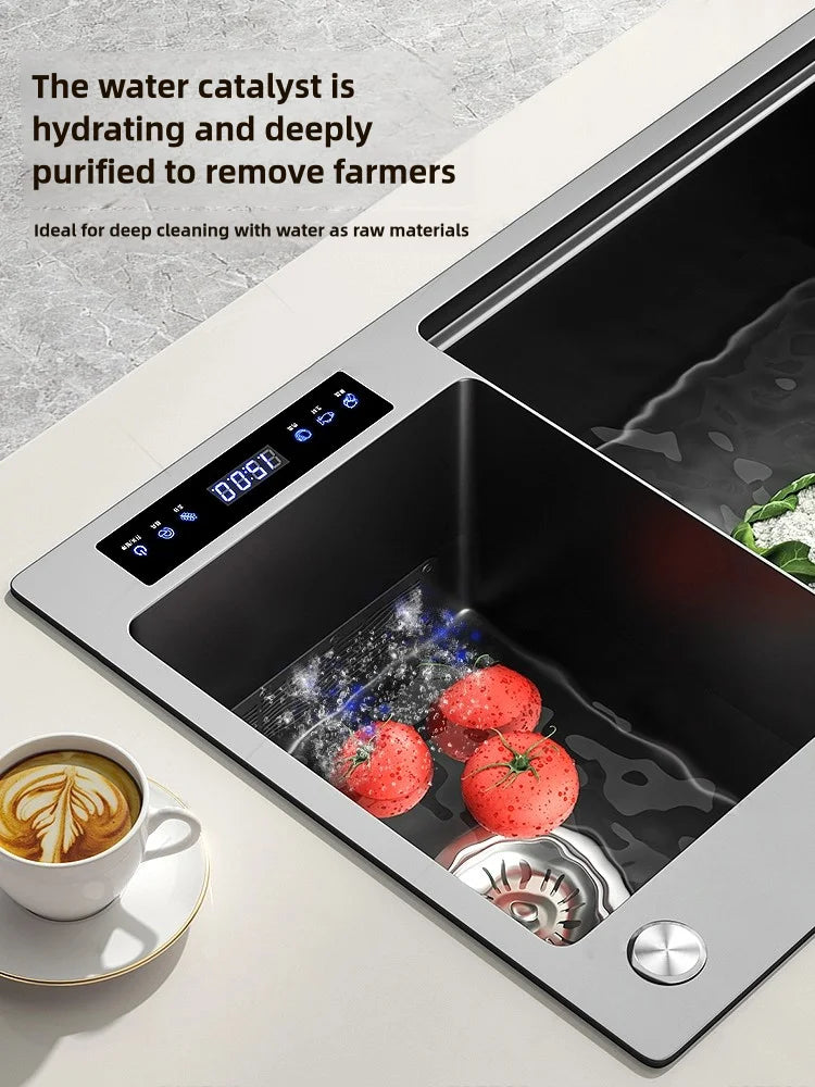 Water Catalyst sinks Stainless Steel Kitchen Sink Multifunctional Smart Double slot Cleaning Purification Sterilized Fruit