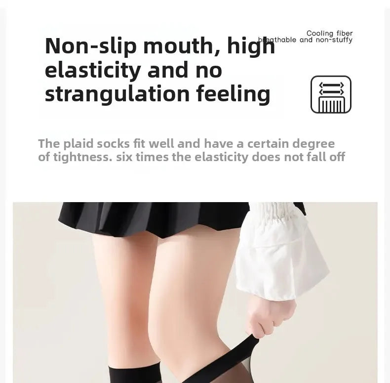 Women's Mid-calf Thin Transparent Stockings Summer Leggings Pure Desire Style Black White Color Half-Transparent Long Tube Socks.