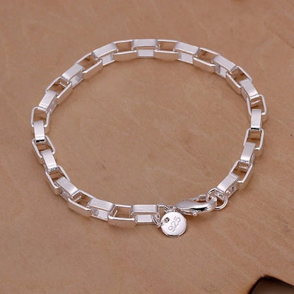Fine 925 Sterling Silver Noble Nice Chain Solid Bracelet for Women Men Charms Party Gift Wedding Fashion Jewelry Hot Model.