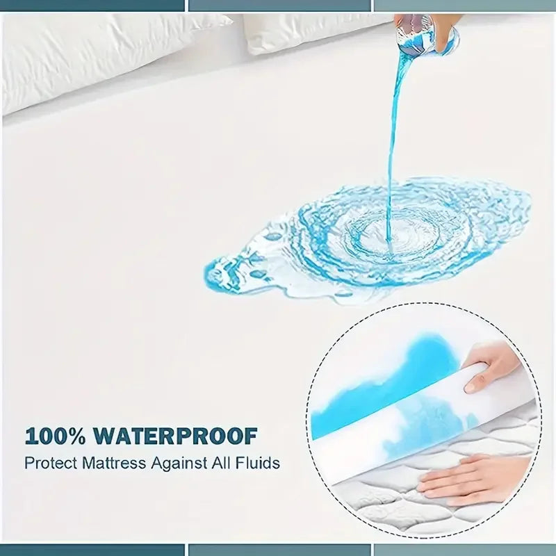 1pc Soft and Breathable Waterproof Fitted Sheet for Bedroom Deep Pocket Mattress Cover for for All Seasons.