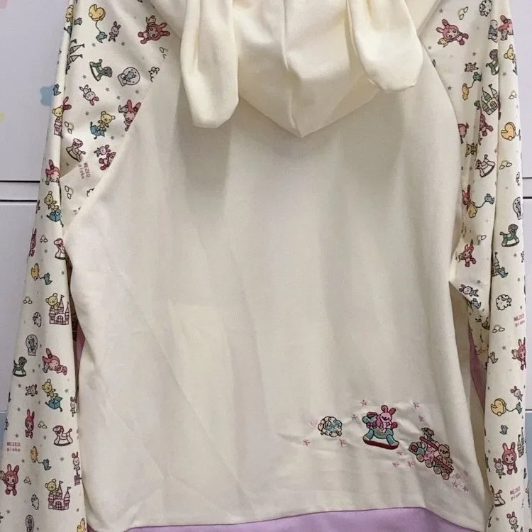 Japanese Kawaii Print Hooded Coats Women Sweatshirts Harajuku Printed Jacket Aesthetic Grunge Blouse Subculture Cute Y2k Tops.