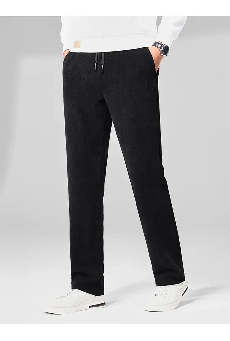 Herren-Freizeithose, verdickt, gerades Bein, warm, Herbst-Winter-Oberbekleidung, modisch, vielseitig, lockere Passform, sportlicher Stil.