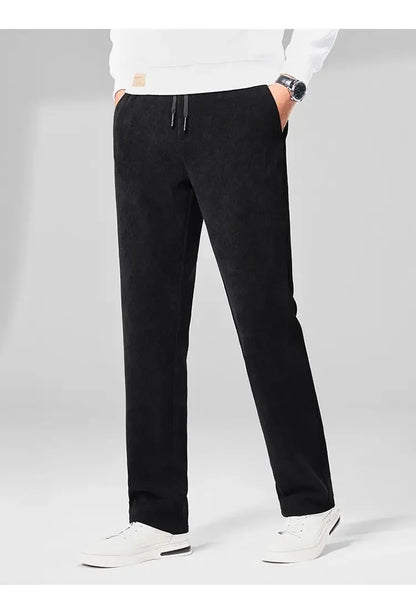Herren-Freizeithose, verdickt, gerades Bein, warm, Herbst-Winter-Oberbekleidung, modisch, vielseitig, lockere Passform, sportlicher Stil.