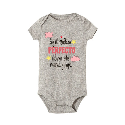 Lustiger spanischer bedruckter Baby-Body für Neugeborene, kurzärmeliger Strampler, niedliche Jungen- und Mädchen-Outfits, Kleinkind-Sommerkleidung, Säuglingsoverall.