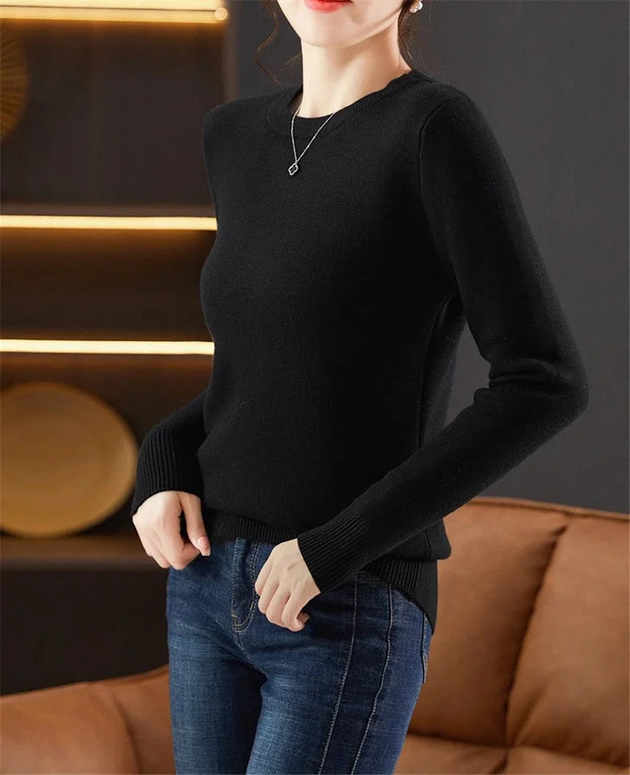 Rosa Pullover Frauen Winter Dicke Warme Stricken Pullover Schlank Plüsch Samt Gefüttert Strickwaren Jumper Langarm Tops Oansatz Poleras Mujer.