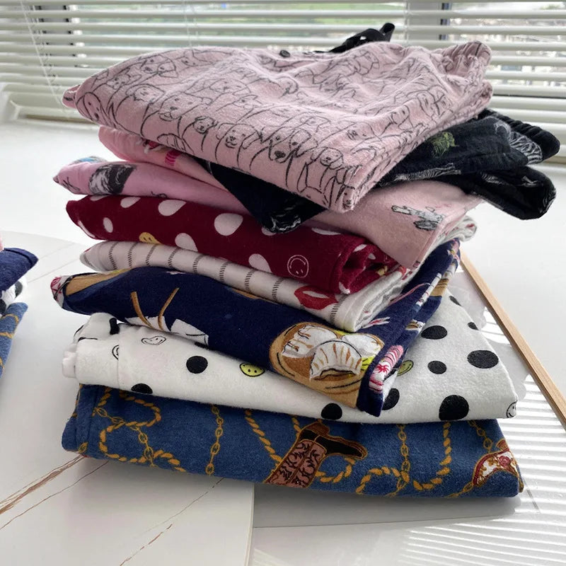 2025 New Pajamas Suit Cotton 2 Piece Set Women Print Cartoon Nightwear Long Sleeve Trousers Set Autumn Loungewear Home Clothes