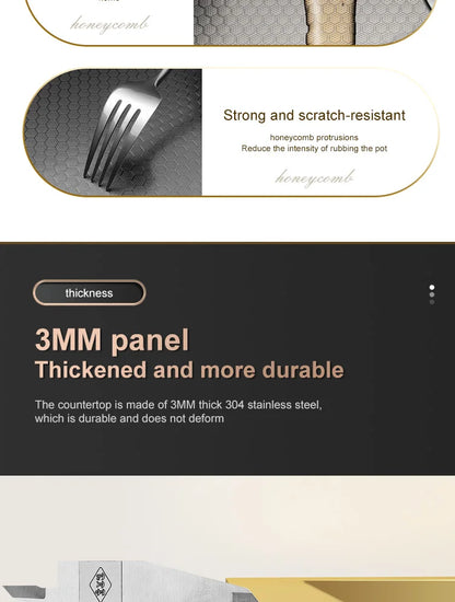 Golden Stainless Steel Waterfall Kitchen Sink Gold Embossed Extra Large Single Slot Digital Display Dishwashing Basin 100x50cm