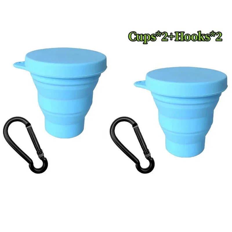180ml Folding Cup Mini Retractable Cup Silicone Portable Teacup Outdoor Travel Coffee Telescopic Drinking Mug with Lid.