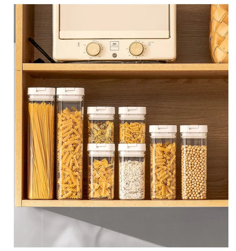 Moisture-Proof Sealed Tank Square Transparent Grain Storage Jar Dried Fruit Snack Box Cans Kitchen Plastic Container Organizer.
