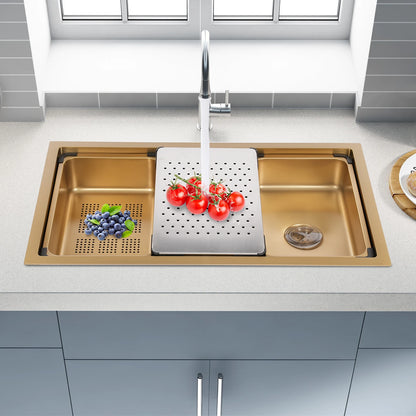Gold 30 × 18 × 9 Inch 304 Stainless Steel Sink Undercarriage Kitchen Sink Stainless Steel Sink For Restaurants Dessert Shops Etc
