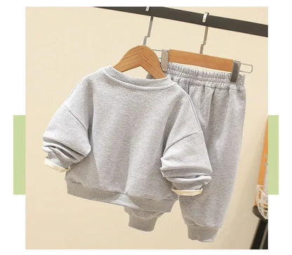 Autumn Kid Boy Clothes Set Cartoon Printed Sweatshirts Pullover Top and Pants Bottom 2pcs Suit Children Girls Outfits Tracksuits.