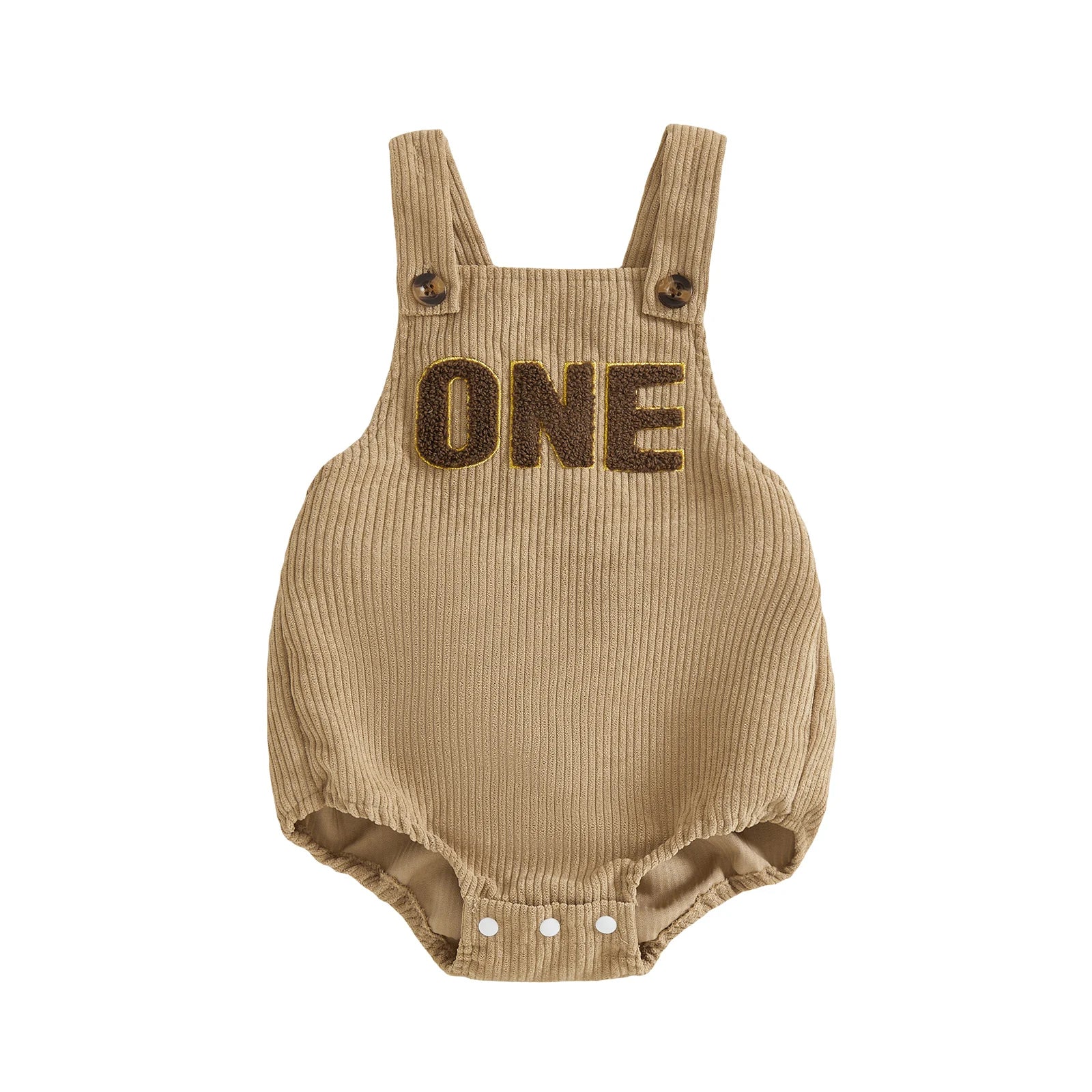 Baby-Overall, ärmellos, quadratischer Ausschnitt, Buchstaben-Stickerei, Strampler für Neugeborene, einjähriges Outfit für Jungen und Mädchen.