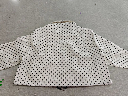 TRAFZA Herbst Polka Dot Gedruckt Jacke Für Frauen Lange Ärmel Rollkragen Zipper Mit Taschen Kordelzug Lose Vintage Mäntel.